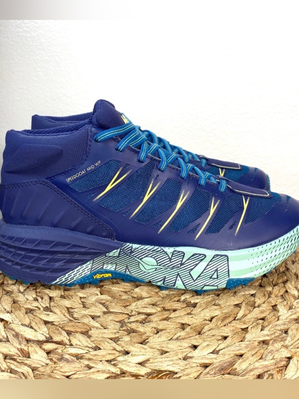 Hoka Blue and Teal Mid-Top Running Shoes